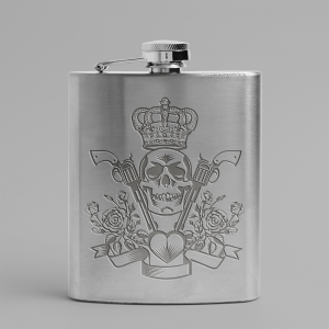 Skull with crown rose and gun